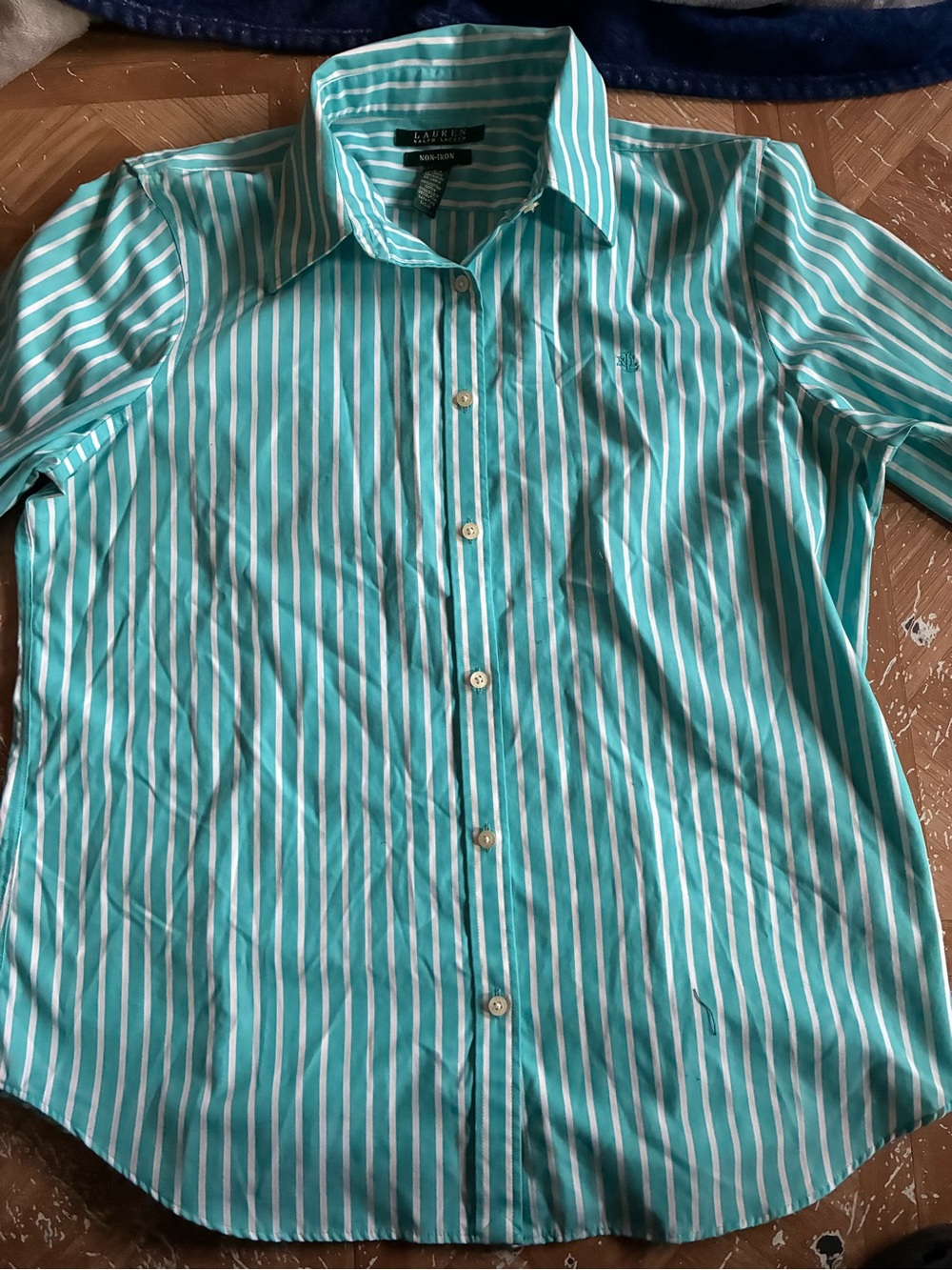 Lauren Ralph Lauren Men’s Turquoise and White Stripe Button-Down Shirt
